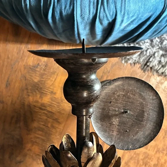 15’pillar candleholders bronze pine conceals cast iron base vintage pottery barn - Picture 13 of 16